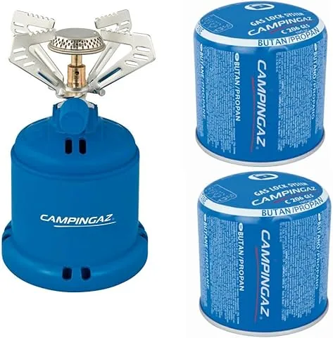 Campingaz Camping 206 S 1,2 kW réchaud à gaz pour le camping avec 2 cartouches de gaz de 190g