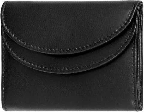 Porte-monnaie en cuir véritable pour homme et femme - Petit, Noir, avec protection RFID #Mini-Comfort