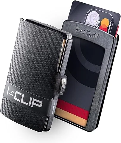 Original portefeuille slim pour homme - Portefeuille avec clip - Mini porte-monnaie jusqu'à 12 cartes - Ultraléger 22g - Cuir véritable aspect carbone - Cadre noir