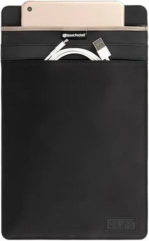 SLNT housse étui pour tablette Faraday avec Silent Pocket - Cuir ou nylon imperméable - Dispositif de blocage de signaux pour iPad, Galaxy Tab et la plupart des tablettes, pour les voyages et la confidentialité