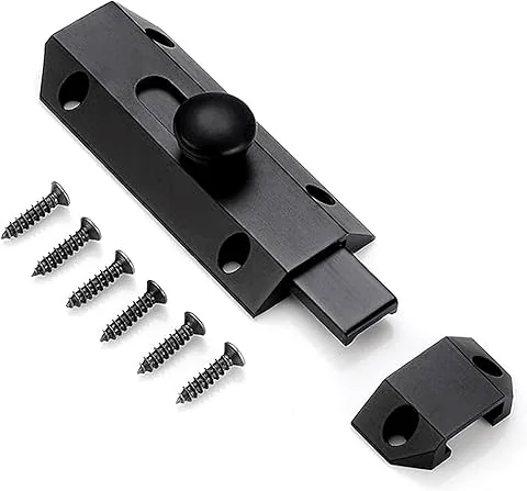 Lvcky - Verrou de sécurité pour porte (1 unité), couleur noire