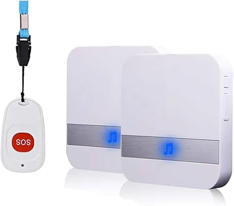 Alarme mobile sans fil pour la maison avec bouton d'urgence, version enfichable, alarme de panique, alarme sans fil pour personnes âgées (1 à 2 Blanc)