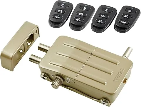 ARREGUI CI10D serrure de sécurité invisible pour porte avec 4 télécommandes | Antivol | Anti-squat | Serrure électronique pour porte | Serrure sans fil | Verrou intérieur | doré