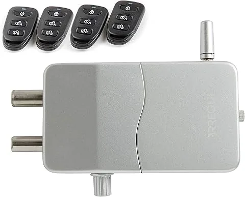 ARREGUI CI10P-AL serrure de sécurité invisible pour porte avec alarme sonore | 4 télécommandes | Antivol, anti-squat | Serrure électronique | Verrou intérieur sans fil | argent