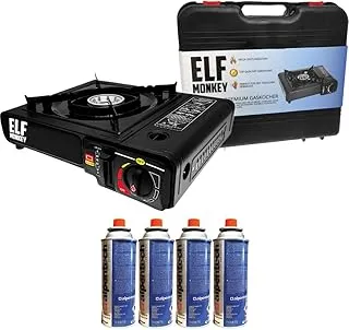 Réchaud à gaz pour le camping, cartouches de gaz incluses. Réchaud à gaz avec mallette de transport : avec 4 cartouches de gaz