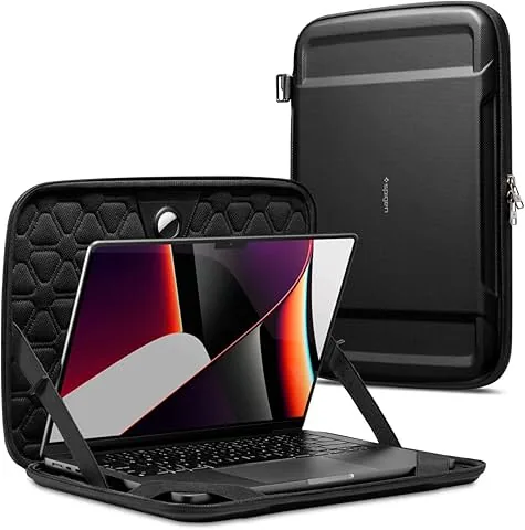 Spigen housse étui Rugged Armor Pro protecteur pour ordinateur portable compatible avec MacBook Pro 16 pouces (2026-2021) / MacBook Air 15 pouces (2026-2023) / Galaxy Book Pro 15.6" / LG gram 360 16" - Noir