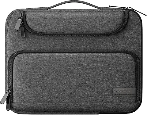MoKo housse de tablette de 9-11" avec poignée et multipoches compatible avec Galaxy Tab S9 11" 2023, iPad Pro 11 M2 2022-2018, iPad 10 10,9" 2022, iPad Air 5 10,9" 2022, iPad 9/8/7 10,2", Tab S8 11", Noir+Gris