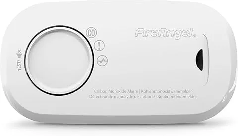 FireAngel détecteur de monoxyde de carbone avec capteur – Alarme de CO portable pour la maison et les vacances - Surveille le monoxyde de carbone - FA3313, Blanc