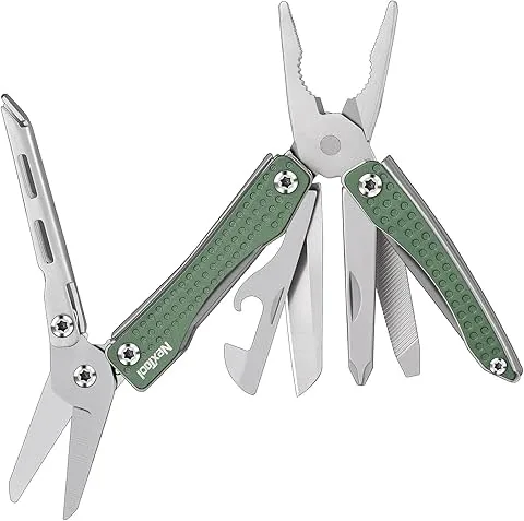 NexTool Multitool, Mini Flagship 10 en 1 mini multi-outil, outil multifonction pliable avec couteau, pinces, ouvre-boîte, ciseaux, tournevis, décapsuleur pour le camping - Vert