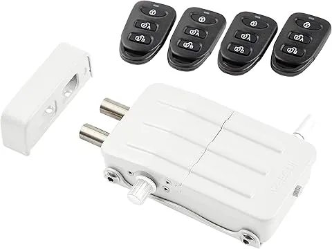 ARREGUI CI10B-E serrure de sécurité invisible pour porte avec 4 télécommandes, antivol, anti-squat, serrure électronique pour porte, serrure sans fil, verrou intérieur, blanc