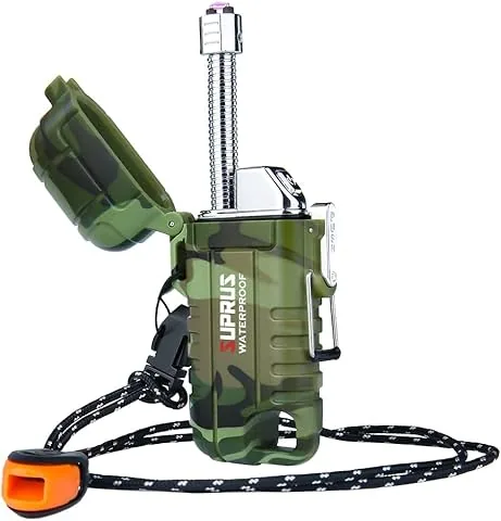 SUPRUS briquet imperméable et coupe-vent Arc Plasma, briquet USB-C rechargeable avec col extensible et flexible pour l'extérieur, le camping et la cuisine
