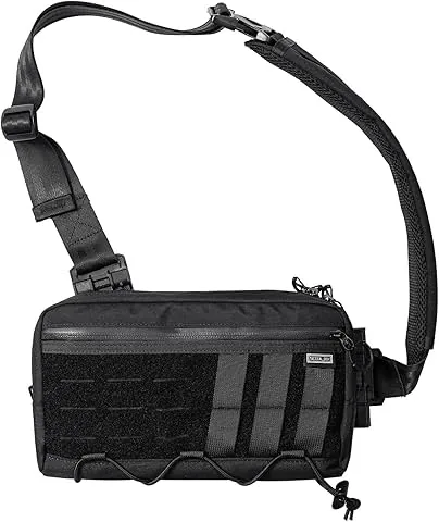TACTICAL_GEEK Cache L3 EDC sac sling de poitrine, sac bandoulière, sacoche d'épaule, nylon CORDURA, sac de voyage, fermeture éclair YKK, sac tactique d'épaule, sangle ambidextre de randonnée, Noir