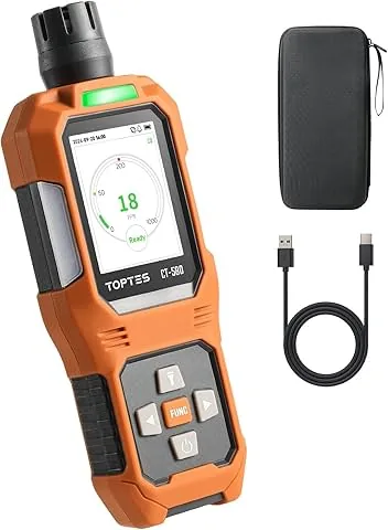 TOPTES CT-580 détecteur de monoxyde de carbone, détecteur de CO rechargeable avec alarmes par vibration, visuelles et sonores, alarme CO portable, 0-1000PPM pour la maison, la voiture, le camping et les voyages