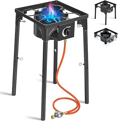 BACOENG réchaud à gaz 10KW avec pieds démontables, réchaud de camping à gaz portable avec tuyau de 1.5M et régulateur de pression 50 mbar