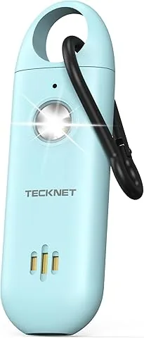 TECKNET alarme personnelle pour femme, alarme de poche avec sirène de 130 dB et lumière de signalisation LED, autodéfense rechargeable par USB Type C, alarme personnelle pour enfants et personnes âgées
