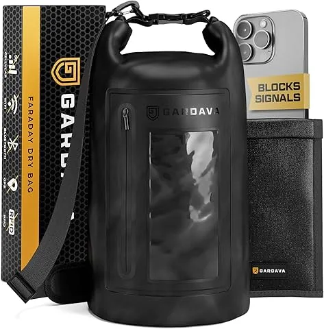 Sac Faraday imperméable : cage EMP imperméable pour ordinateurs portables et téléphones, grands sacs Go Dark, noir