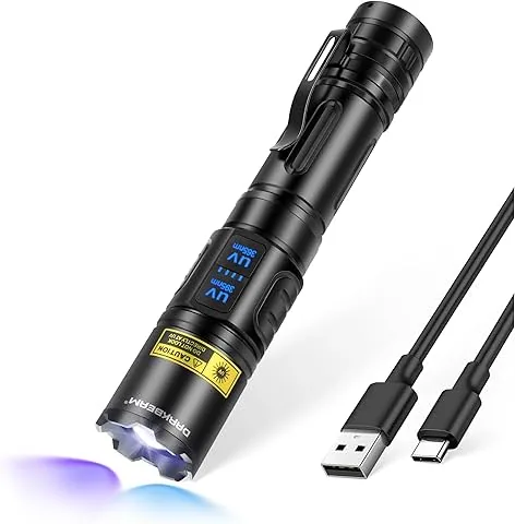 DARKBEAM lampe UV 365nm & 395nm double lumière noire, puissantes lampes LED ultraviolettes, lampe de Wood à focale réglable rechargeable USB, détecteur d'urine d'animaux, pour verre à l'uranium, ambre, résine
