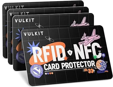 Cartes de blocage RFID/NFC - Paquet de 4, protecteur de carte de crédit ultrafin, protecteur de cartes sans contact, bloqueur NFC premium, pour cartes de crédit, passeports, portefeuille