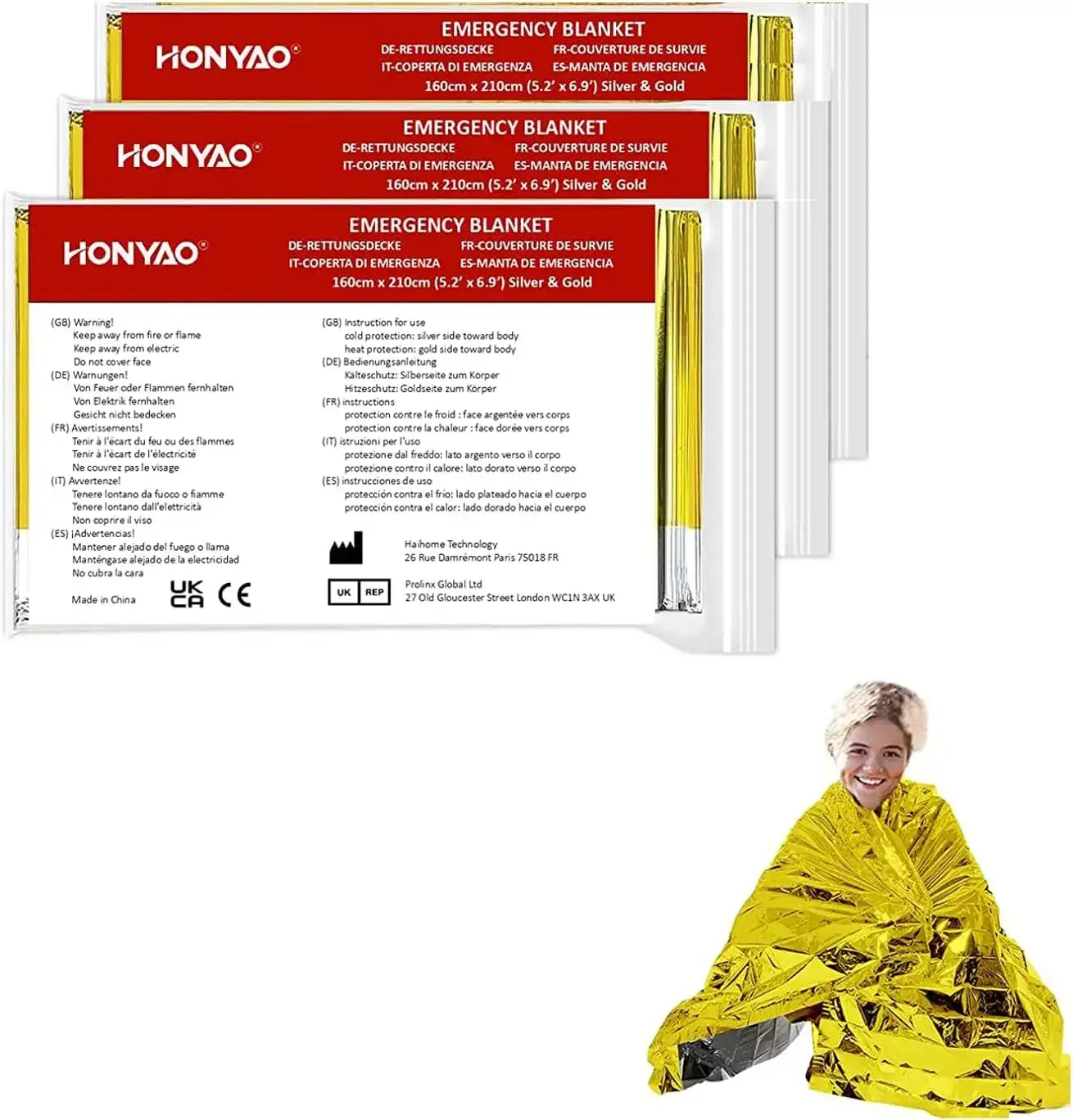 HONYAO Manta Termica 3 Piezas 210x160cm