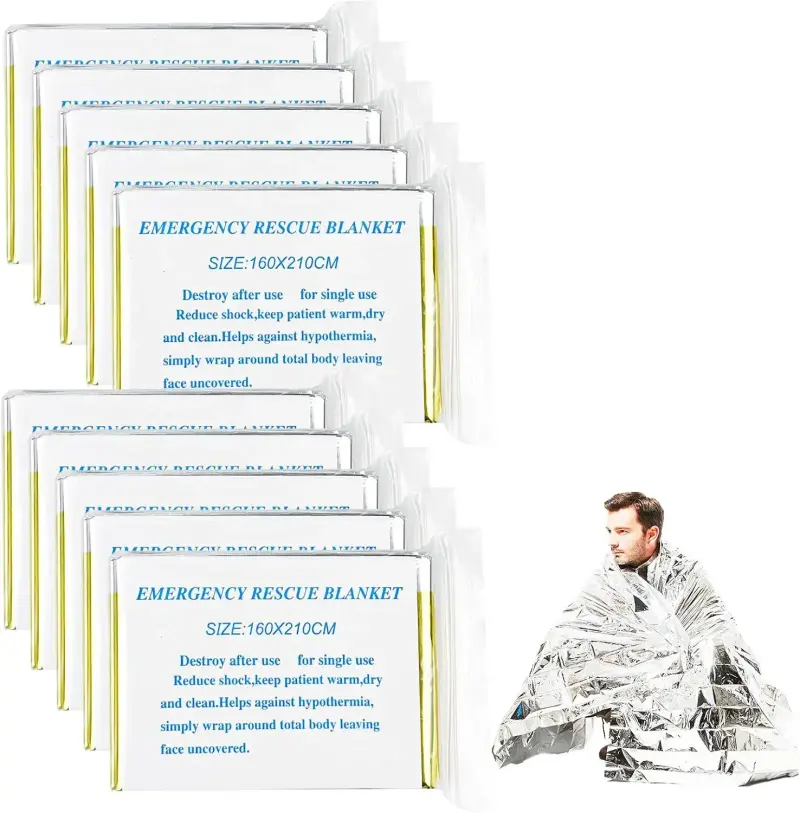 Pack 10 Mantas Termicas Oro/Plata 210x160cm