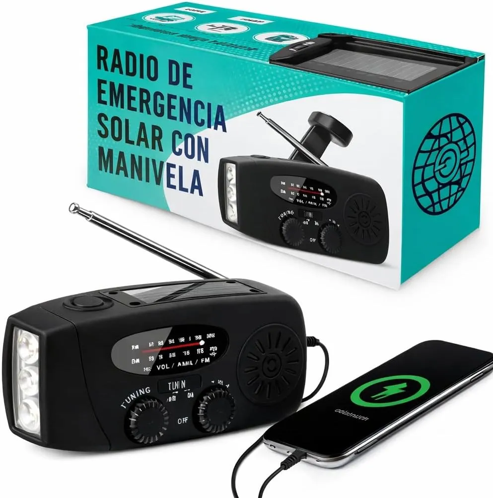 Radio Solar Emergencia Basica con Manivela