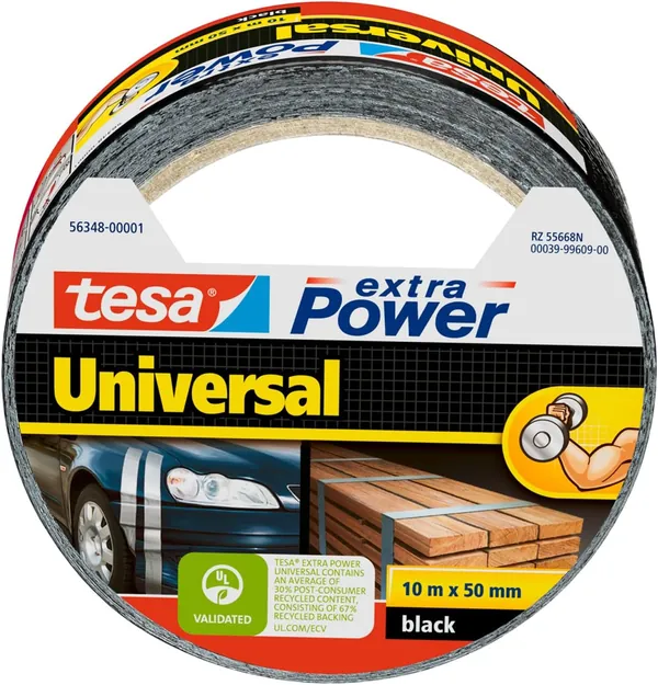 tesa Cinta Adhesiva Universal Extra Power Negro 10m x 50mm